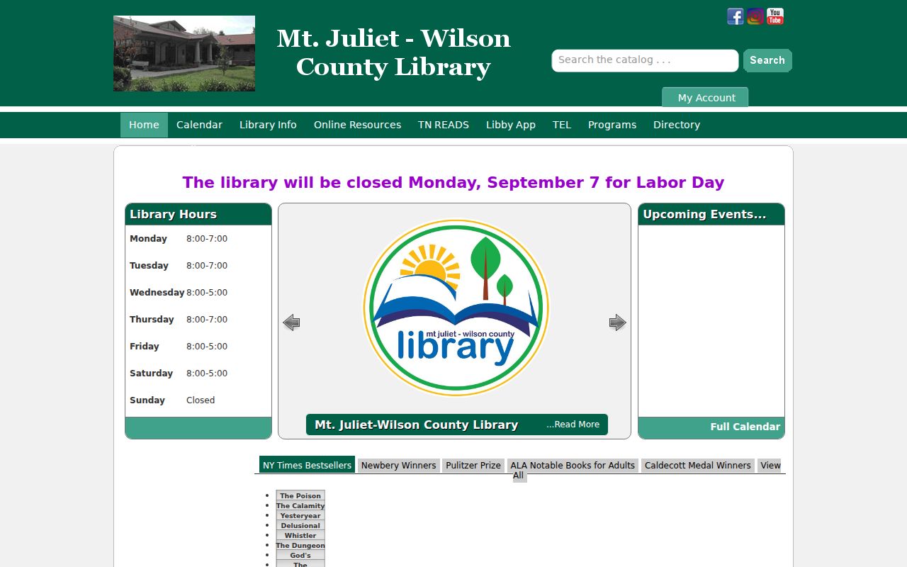Mount Juliet city directory research at the Harvey Freeman Memorial Library website