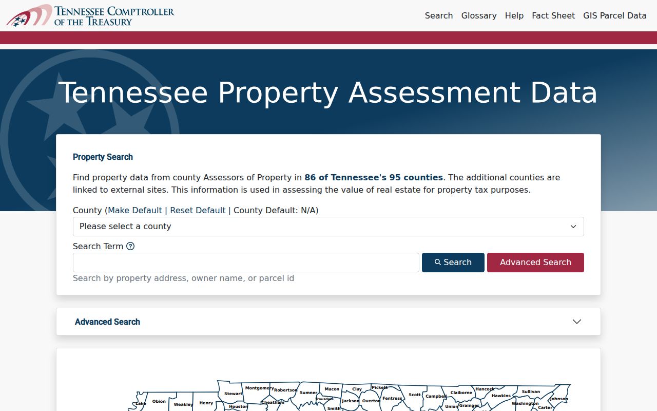 Mount Juliet residents directory Tennessee Property Assessment Data search screen